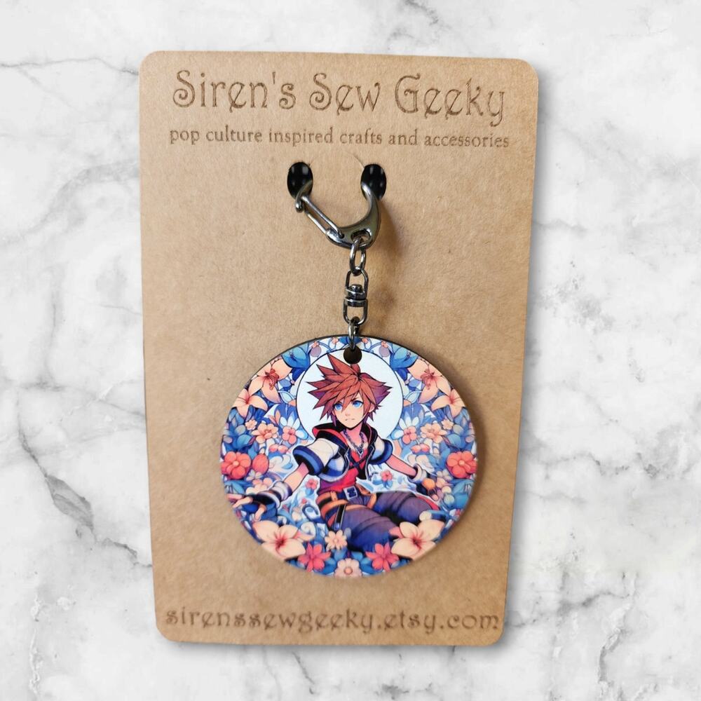 Sora Kingdom Hearts Floral Keychain Bag Clip